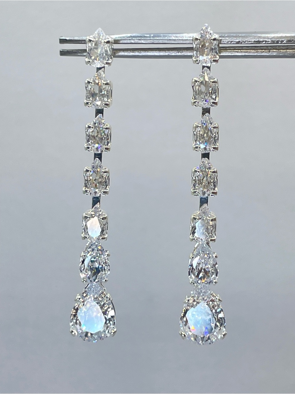 Swarovski Crystal Elements White Teardrop Dangle Earrings Bridal Prom Formal